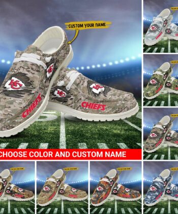 Kansas City Chiefs H-D Shoes Custom Your Name And Choose Your Camo, Sport Camouflage Team H-Ds, Sport Shoes For Fan ETRG-52474
