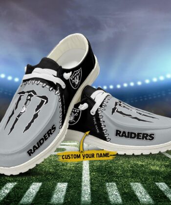 Las Vegas Raiders H-D Shoes Custom Your Name, Football Team And Monster Paws H-Ds, Football Fan Gifts ETRG-52478