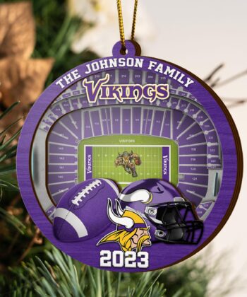 Minnesota Vikings 3 Layered Piece Wooden Ornament Your Family Name And Year, Sport Ornament, Fan Gifts, Hanging Decoration EHIVM-52183