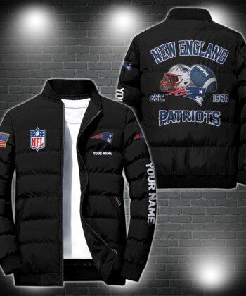 New England Patriots Puffer Jacket Custom Your Name, Football Team Jacket, Football Fan Gifts