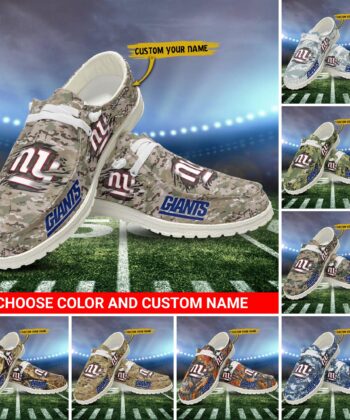 New York Giants H-D Shoes Custom Your Name And Choose Your Camo, Sport Camouflage Team H-Ds, Sport Shoes For Fan ETRG-52474