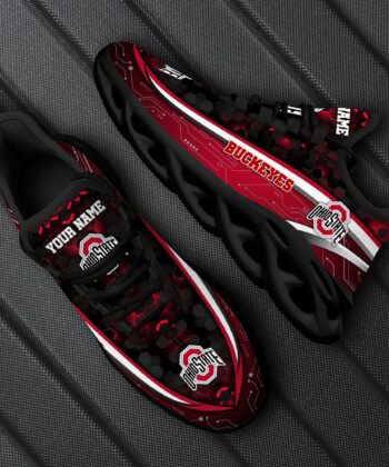 Ohio State Buckeyes Black Max Soul Shoes Custom Your Name, Sport Sneakers, Fan Gifts, Gift For Sport Lovers ETRG-50082