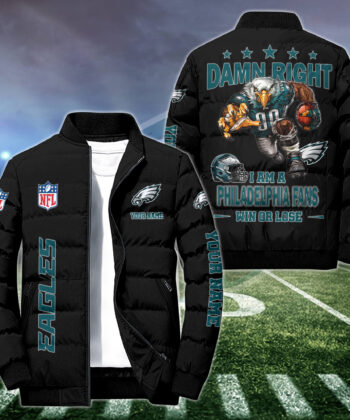 Philadelphia Eagles Puffer Jacket Custom Flag And Your Name, Sport Puffer Jacket, Jacket Gifts