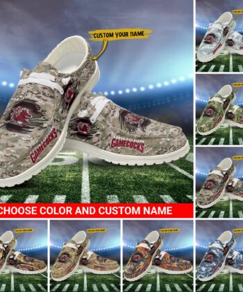 South Carolina Gamecocks H-D  Shoes Custom Your Name And Choose Your Camo, Sport Camouflage Team H-D, Sport Shoes For Fan ETRG-52511