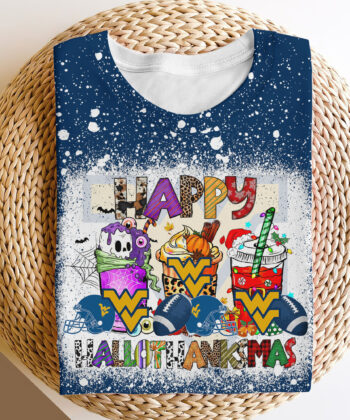 West Virginia Mountaineers Bleached Sweatshirt, Tshirt, Hoodie,  Sport Shirts, Happy Hallothanksmas, Sport Shirts For Fan EHIVM-52152
