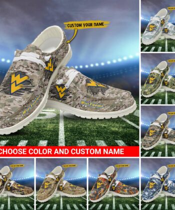 West Virginia Mountaineers H-D  Shoes Custom Your Name And Choose Your Camo, Sport Camouflage Team H-D, Sport Shoes For Fan ETRG-52511