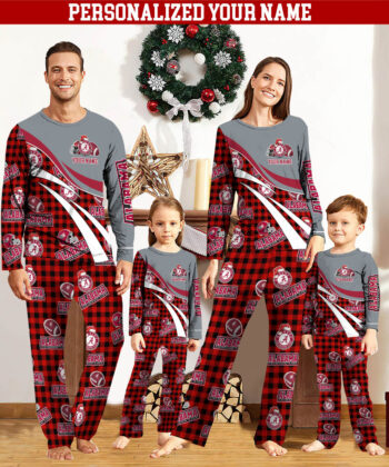 Alabama Crimson Tide Team Pajamas Personalize Your Name, Buffalo Plaid Pajamas For Family, Football Fan Gifts ETHY-53221