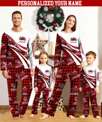 Arkansas Razorbacks Team Pajamas Personalize Your Name, Buffalo Plaid Pajamas For Family, Football Fan Gifts ETHY-53221