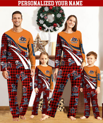 Auburn Tigers Team Pajamas Personalize Your Name, Buffalo Plaid Pajamas For Family, Football Fan Gifts ETHY-53221