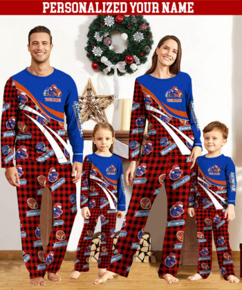 Boise State Broncos Team Pajamas Personalize Your Name, Buffalo Plaid Pajamas For Family, Football Fan Gifts ETHY-53221