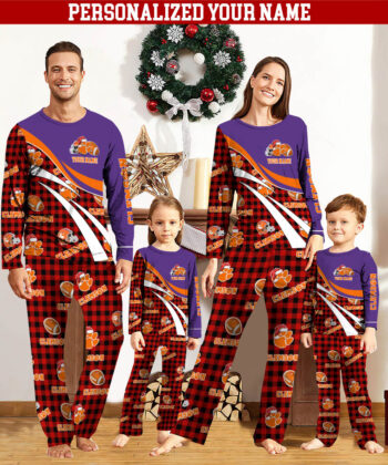 Clemson Tigers Team Pajamas Personalize Your Name, Buffalo Plaid Pajamas For Family, Football Fan Gifts ETHY-53221