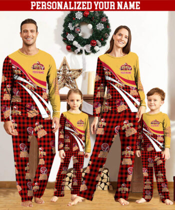Iowa State Cyclones Team Pajamas Personalize Your Name, Buffalo Plaid Pajamas For Family, Football Fan Gifts ETHY-53221