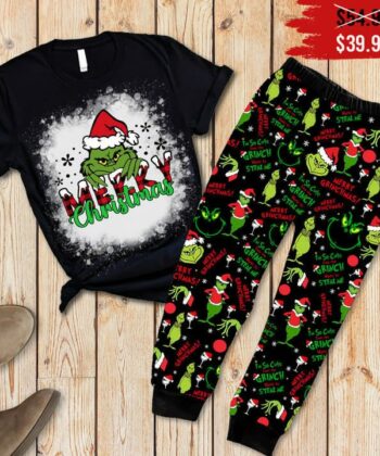 Merry Christmas Grinch Family Christmas Pajamas Set, Christmas Pajamas Set, Personalized Family Pajamas, Family Christmas Green Pajamas Set EHIVM-53231