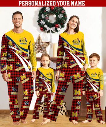 Michigan Wolverines Team Pajamas Personalize Your Name, Buffalo Plaid Pajamas For Family, Football Fan Gifts ETHY-53221