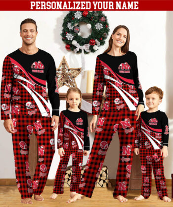 Nebraska Cornhuskers Team Pajamas Personalize Your Name, Buffalo Plaid Pajamas For Family, Football Fan Gifts ETHY-53221