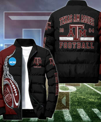 Texas A&M Aggies Puffer Jacket Custom Your Name, Sport Jacket, FootBall Fan Gifts EHIVM-53126