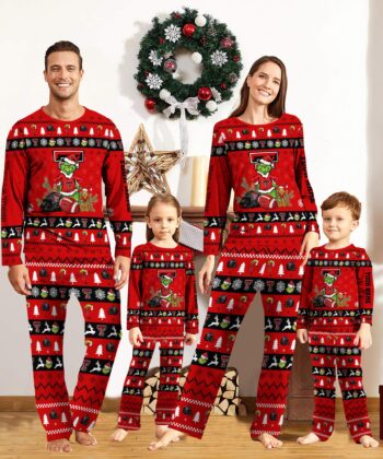 Texas Tech Red Raiders Pajamas Custom Your Name, Grinch Christmas And Sport Team Pajama Set, Christmas Gift For Sport Fan EHIVM-53308