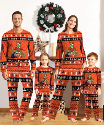 Virginia Cavaliers Pajamas Custom Your Name, Grinch Christmas And Sport Team Pajama Set, Christmas Gift For Sport Fan EHIVM-53308
