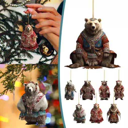 Retro Christmas 2D Polar Bear room Ornament accessories Decorations For Home Christmas Ornament Xmas Navidad Gifts New Year 2024 1