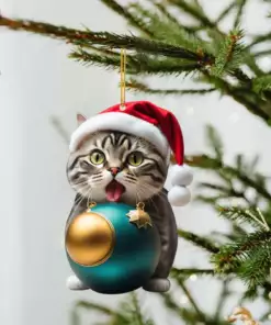 Christmas Decorations 2024 2d Acrylic Funny Cat Christmas Tree Ornament Cat Acrylic Ornament Christmas Pendant Navidad 5