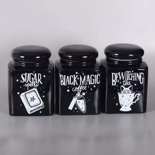 Gothic Black Ceramic Storage Jar with Lid for Halloween Treats 6