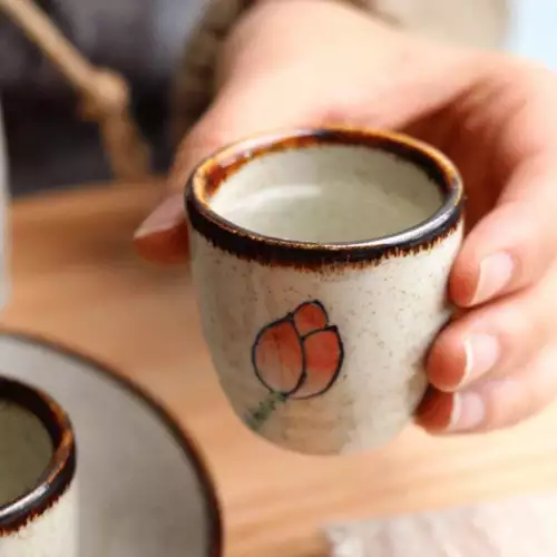 Antique White Japanese Ceramic Sake Set - Retro Wine & Coffee Cups 5