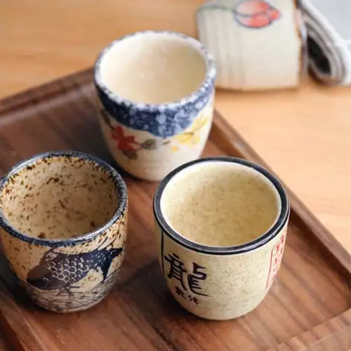 Antique White Japanese Ceramic Sake Set - Retro Wine & Coffee Cups 4